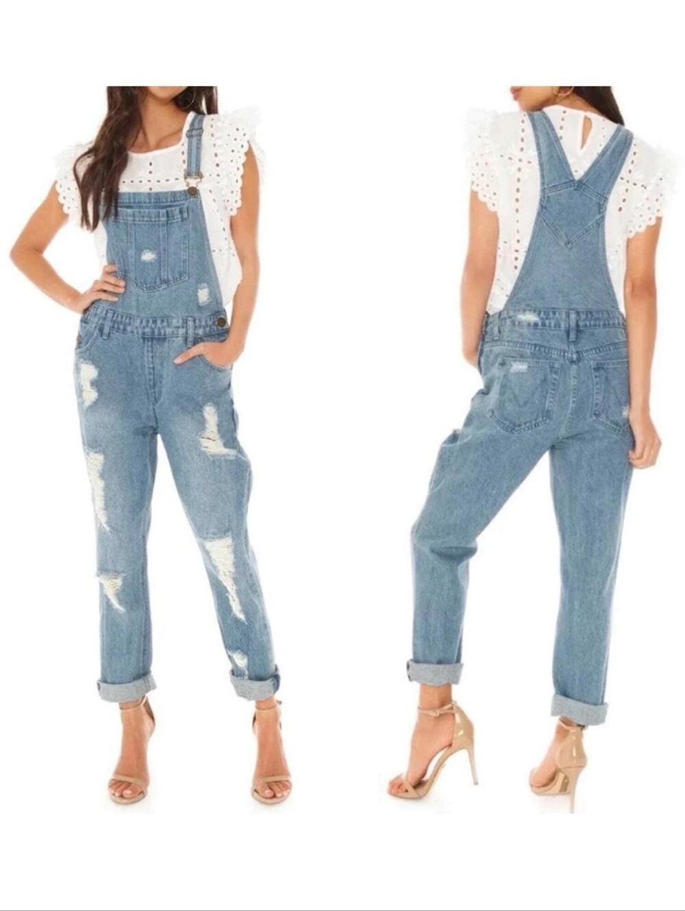 Show Me Your MuMu Alma Distressed Overalls Size Medium